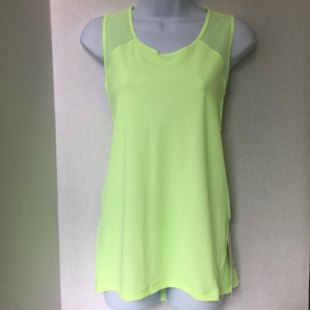 Lululemon for the run neon green tank Large 12 NWT
